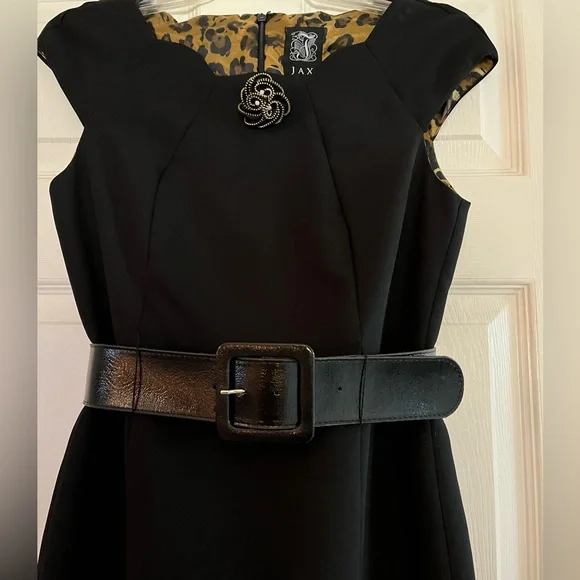JAX/ women’s black/leopard dress, size 4 - Picture 3 of 6